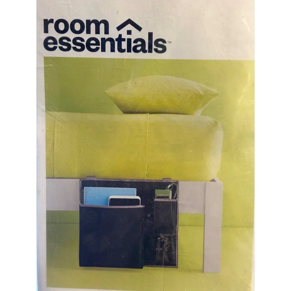Room Essentials Bedside Caddy Adjustable Straps Bed Loft Dorm 17x15 Black